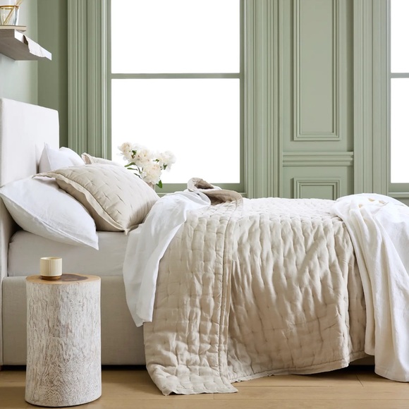 NWT QUINCE European Linen Dream Quilt Set King/Cal King Sand 6341 - Picture 4 of 12